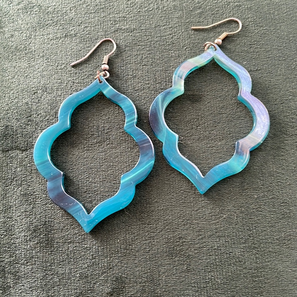 Teal resin earrings